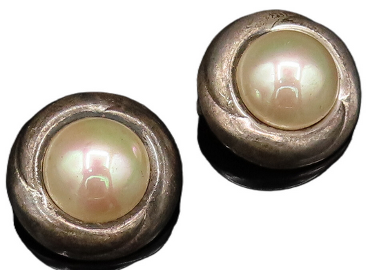 BARRA 925 Silver  Vintage Minimal Freshwater Pearl Clip Back Earrings  EG12232