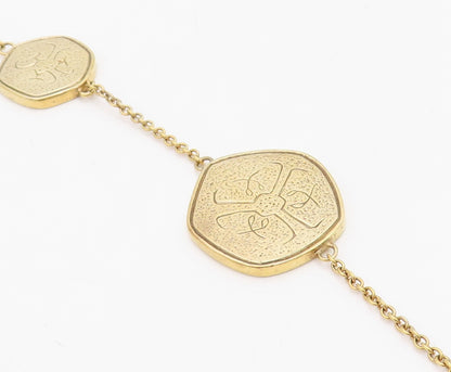 925 Sterling Silver Vintage Necklace Gold Plated Disc Medallion Chain  NE4693
