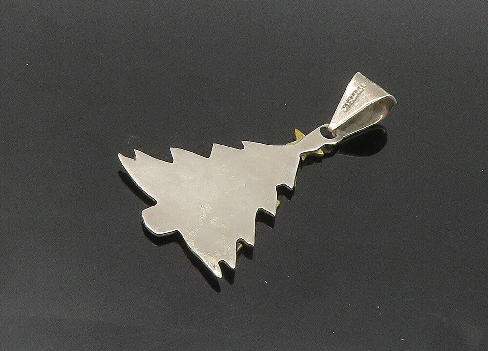 MEXICO 925 Sterling Silver  Vintage Two Tone Christmas Tree Pendant  PT16835