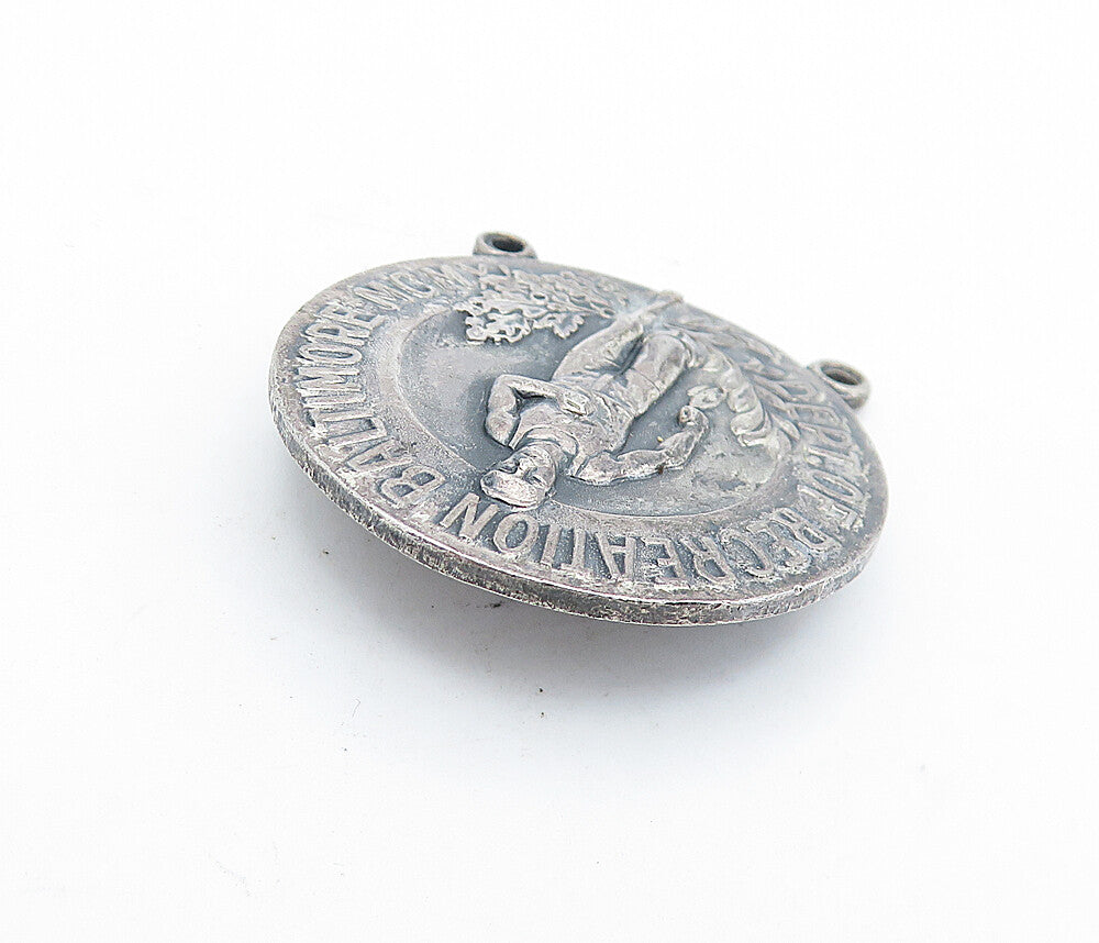 925 Sterling Silver  Vintage Antique Recreation Baltimore Brooch Pin  BP2689