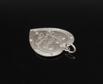 925 Sterling Silver Vintage Engraved Happy Birthday Love Heart Pendant PT21839