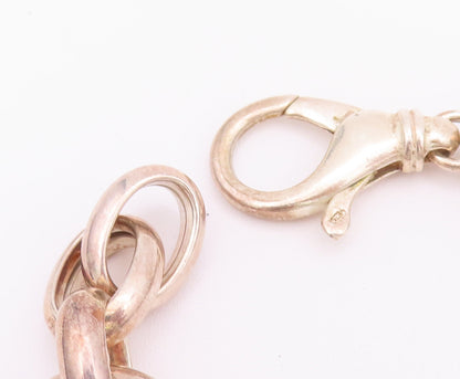 925 Sterling Silver Vintage Necklace Large Carved Solid Rings Link Chain  NE4255