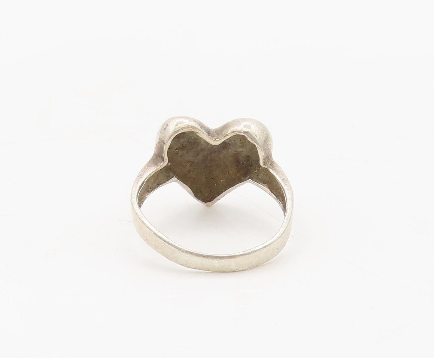 925 Sterling Silver Vintage Ring Designer Dented Puffed Heart Sz 7  RG27687