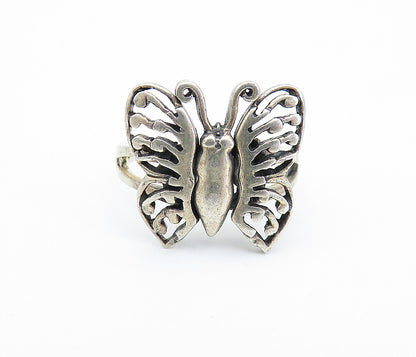 925 Sterling Silver  Vintage Butterfly Motif Split Band Ring Sz 5.5  RG6261