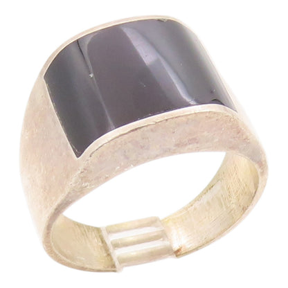 925 Sterling Silver Vintage Ring MEXICO Black Onyx Inlay Band  Sz 11.5  RG35882