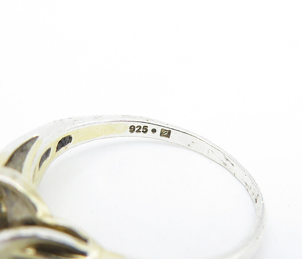 DESIGNER 925 Silver  Vintage Genuine Diamonds Solitaire Ring Sz 9  RG7692