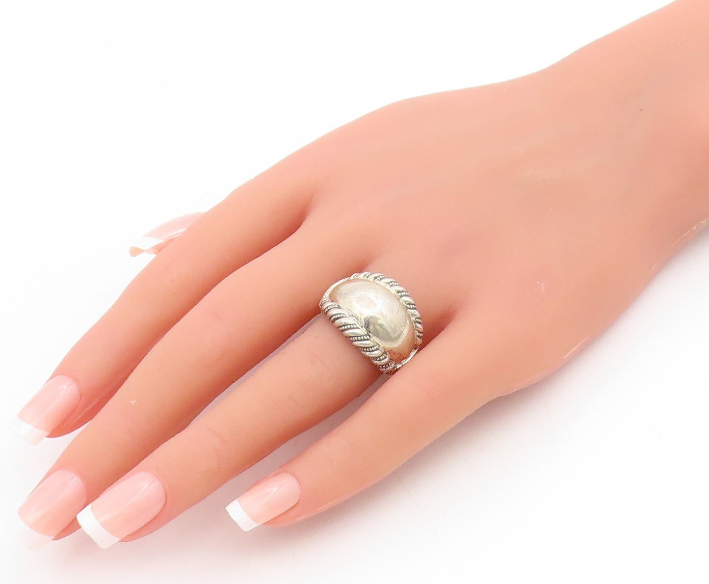 925 Sterling Silver Vintage Ring JUDITH JACK Ribbed Dome Band  Sz 7  RG34689