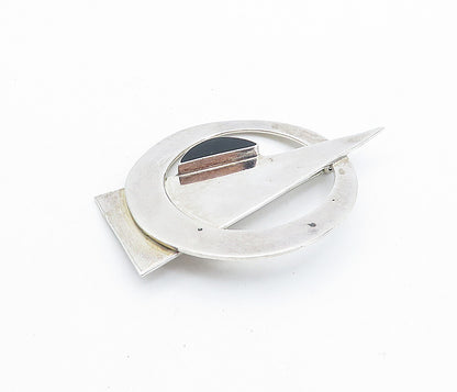 MEXICO 925 Sterling Silver  Vintage Black Onyx Modernist Brooch Pin  BP2620