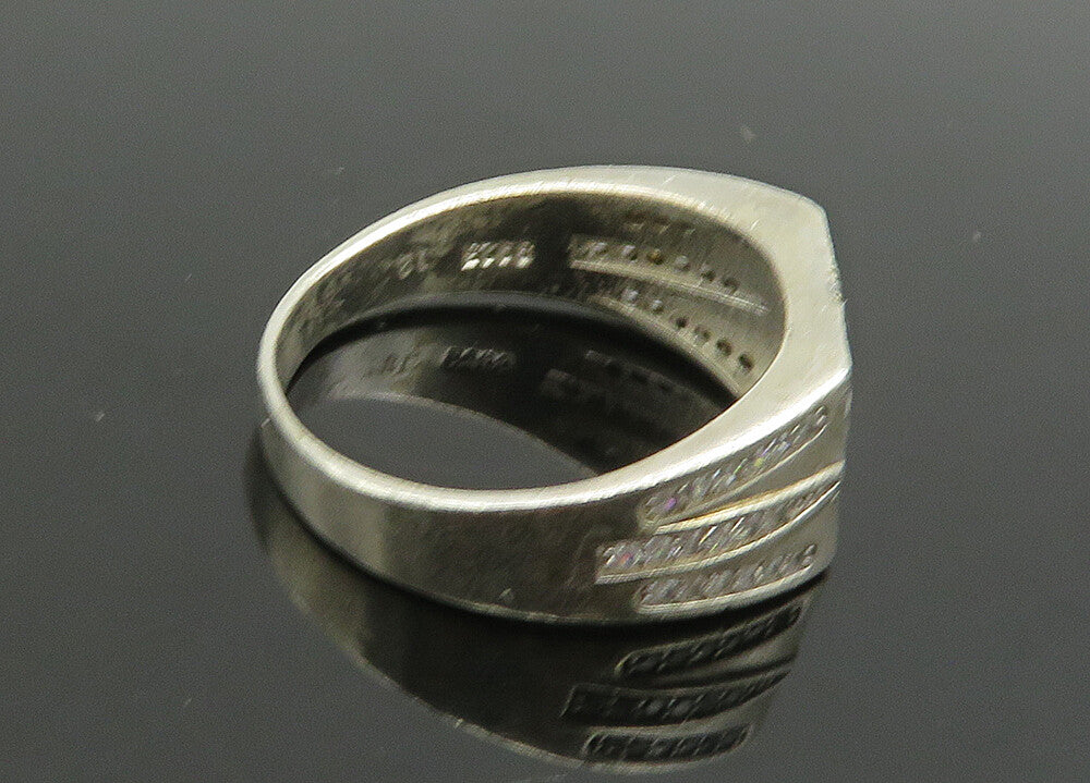 925 Sterling Silver  Vintage Cubic Zirconia Square Band Ring Sz 11.5  RG19975
