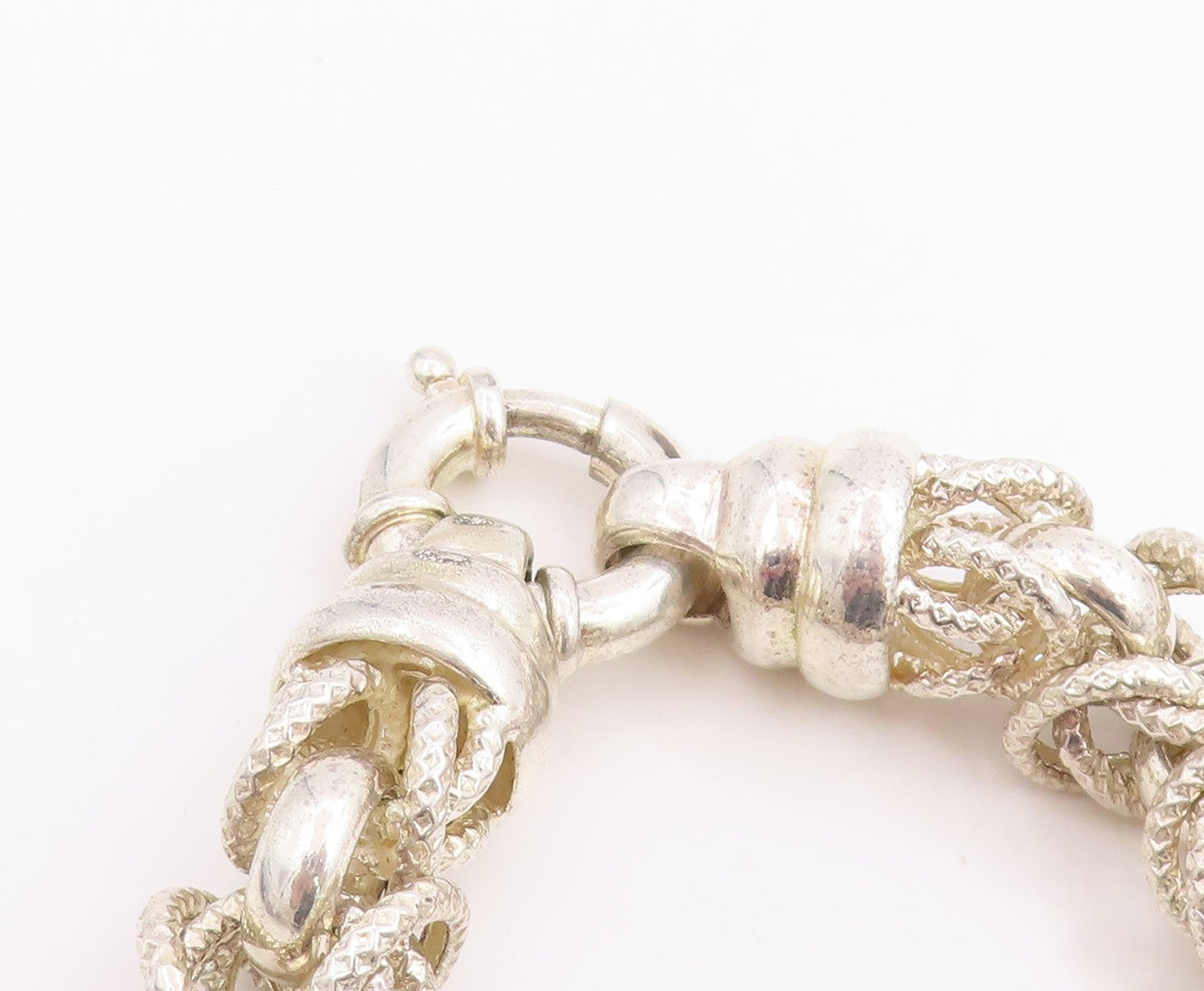 925 Sterling Silver Vintage Bracelet Bold Nautical Rope Byzantine Chain  BT11820