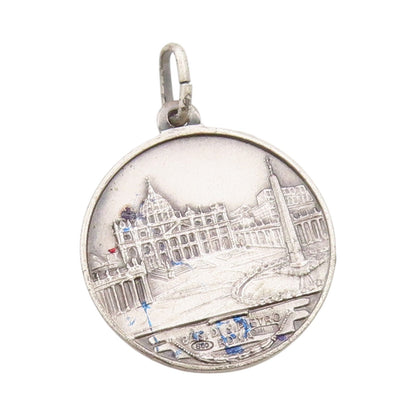 925 Sterling Silver Vintage Pendant Antique Pope John Paul II Coin  PT24724