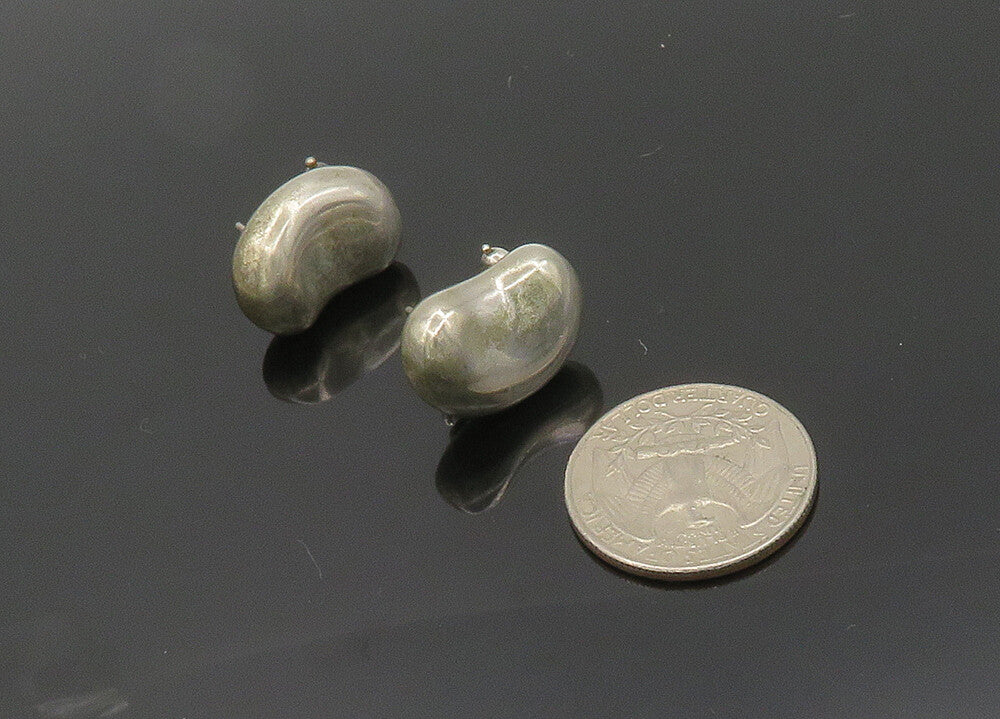 TIFFANY & CO. 925 Sterling Silver  Vintage Bean Shaped Drop Earrings  EG10091