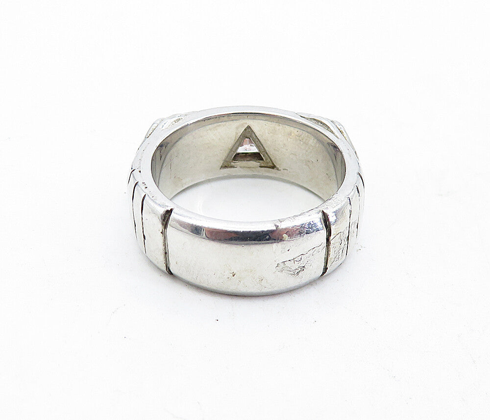TAHARA & CO. 925 Silver  Vintage Topaz Sculpted Detail Band Ring Sz 8.5 RG5524