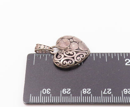 925 Sterling Silver  Vintage Dark Tone Pretzel Love Heart Pendant  PT16121