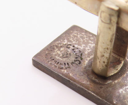 MEXICO 925 Sterling Silver Vintage Spiral Maze Rectangle Cufflinks TR3372