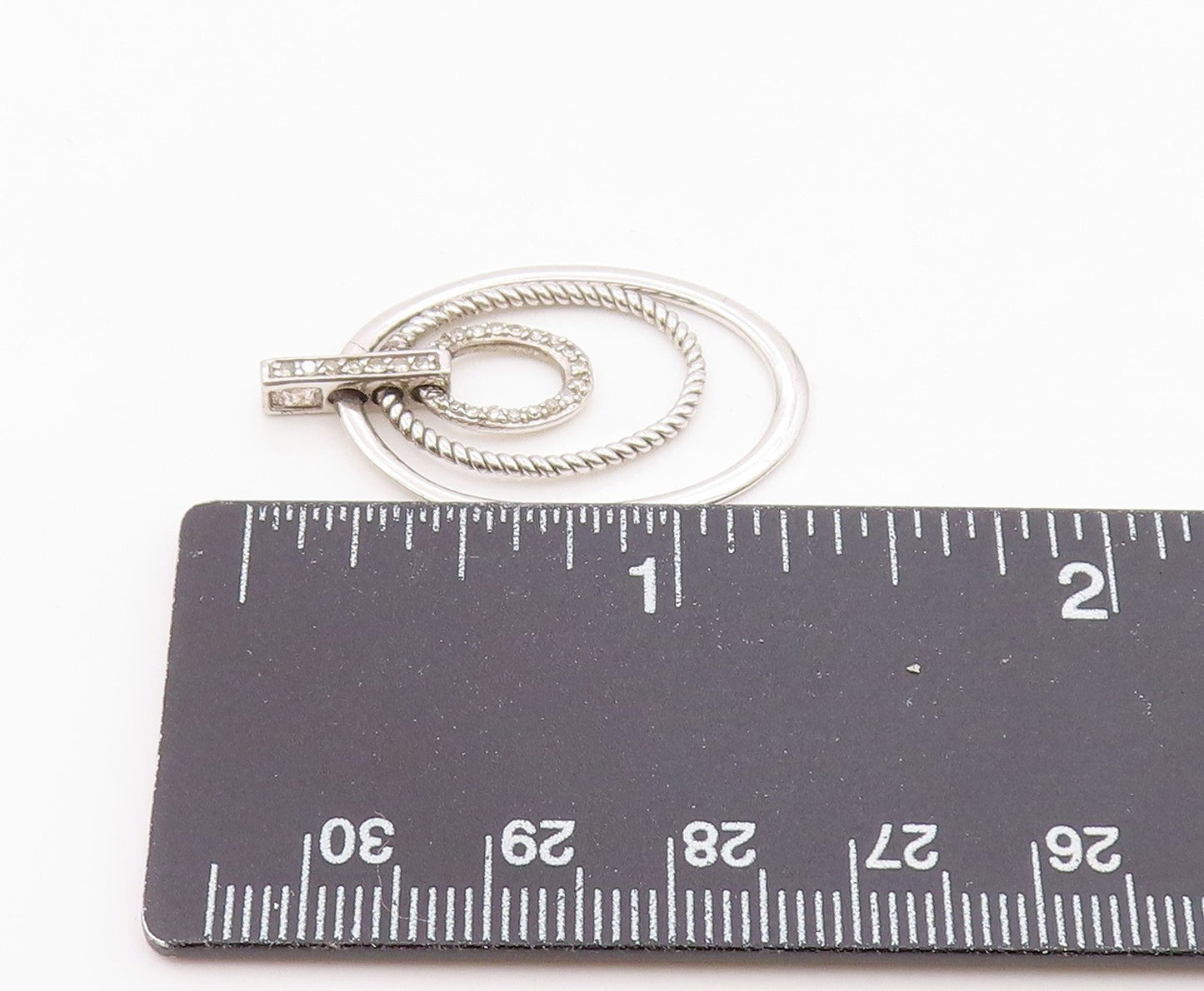 925 Silver  Vintage Graduated Open Oval Genuine Diamonds Pendant  PT20879