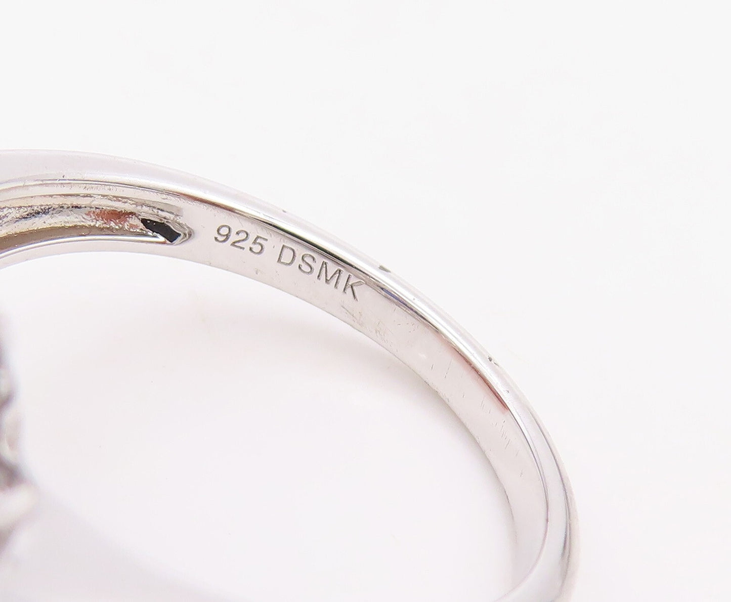 925 Sterling Silver Vintage Ring Designer Sapphire Halo CZ Inlay  Sz 7  RG30987