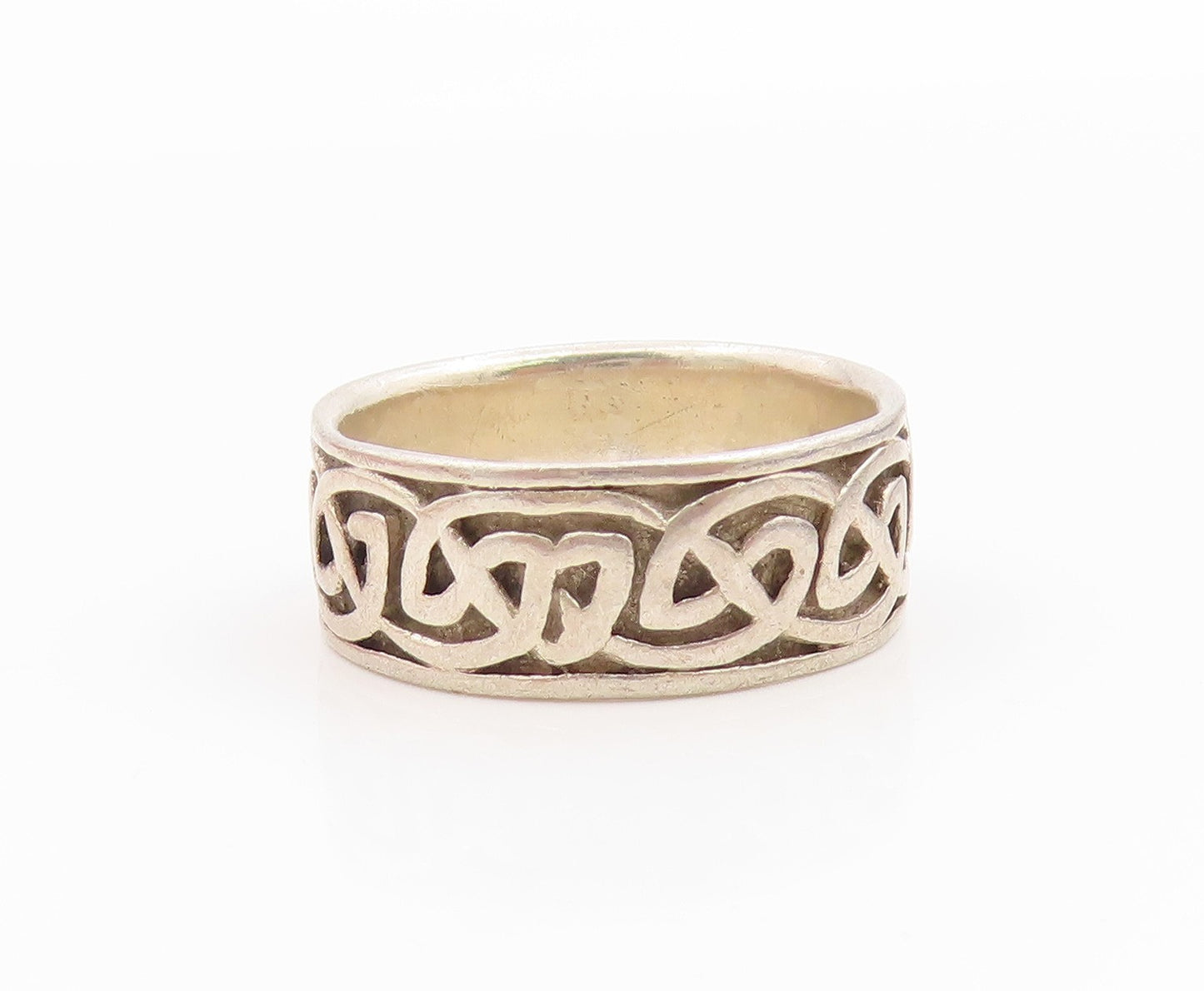 925 Sterling Silver Vintage Ring Classic Carved Celtic Knot Band  Sz 7  RG36016