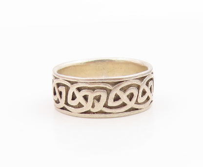 925 Sterling Silver Vintage Ring Classic Carved Celtic Knot Band  Sz 7  RG36016
