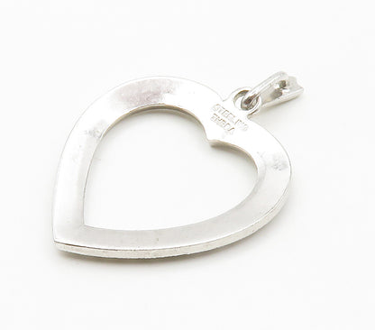 925 Sterling Silver  Vintage Sparkling Open Love Heart Pendant  PT11621