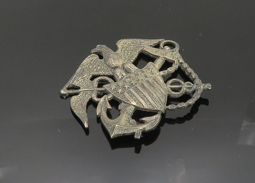 925 Sterling Silver  Vintage Antique United States Military Brooch Pin  BP7912