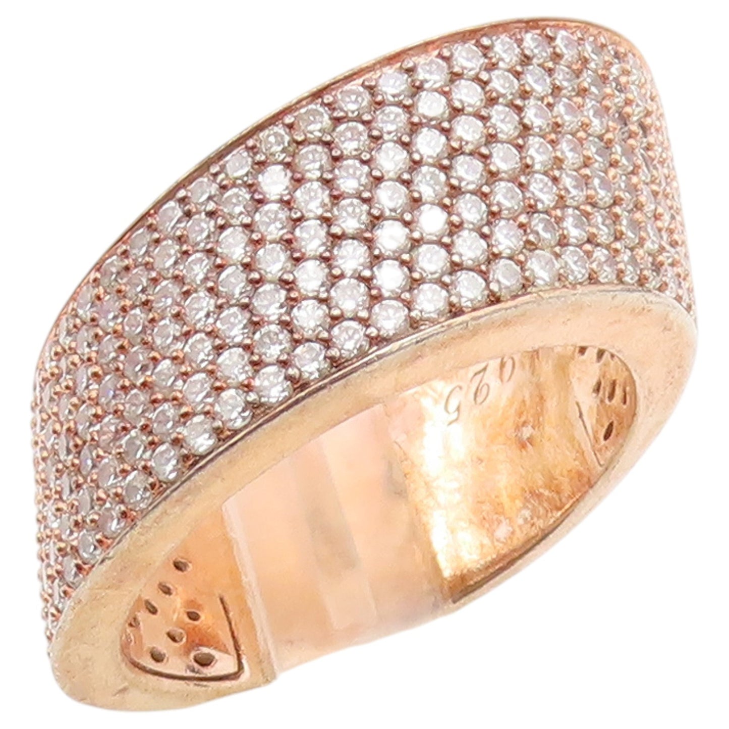 925 Sterling Silver Vintage Ring Gold Plated CZ Eternal Wave Band  Sz 8  RG36708