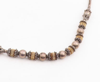 925 Sterling Silver Vintage Necklace Two Tone Bohemian Ethnic Bead Chain  NE4782