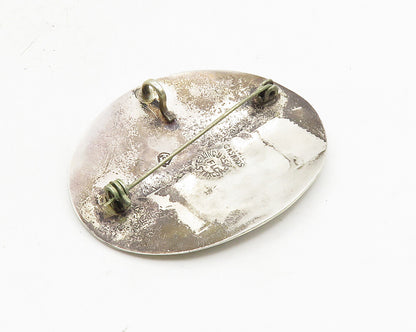 METALES CASADOS MEXICO 925 Silver  Vintage Turquoise Inlay Brooch Pin  BP4011