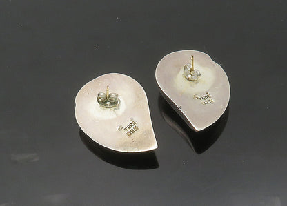 TURE 925 Sterling Silver  Vintage Shiny Floral Leaf Drop Earrings  EG10268