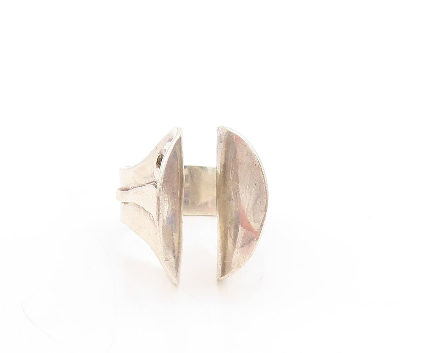 925 Sterling Silver Vintage Ring Modernist Animal Hand Carved  Sz 10  RG31350