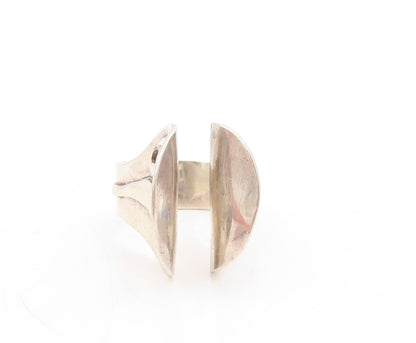 925 Sterling Silver Vintage Ring Modernist Animal Hand Carved  Sz 10  RG31350
