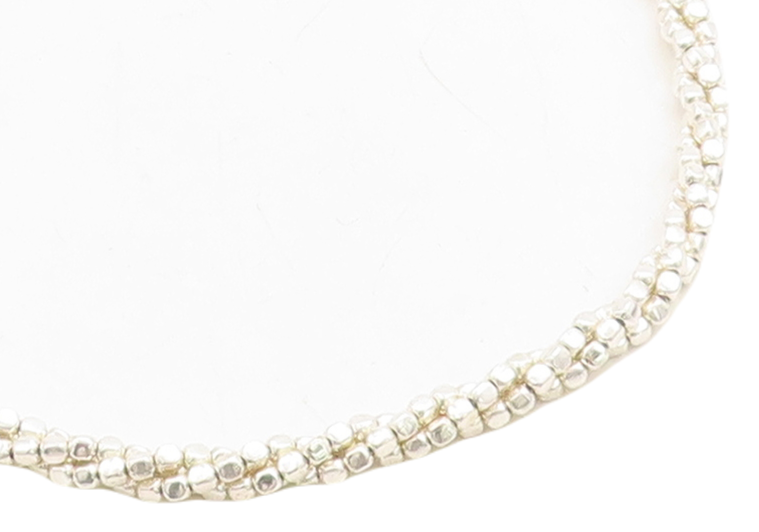 925 Sterling Silver Shiny Petite Beaded Multi Strand Chain Necklace NE1104