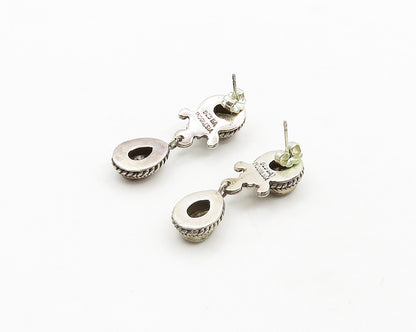 BALI 925 Sterling Silver  Vintage Smoky Topaz Wheat Dangle Earrings EG9687
