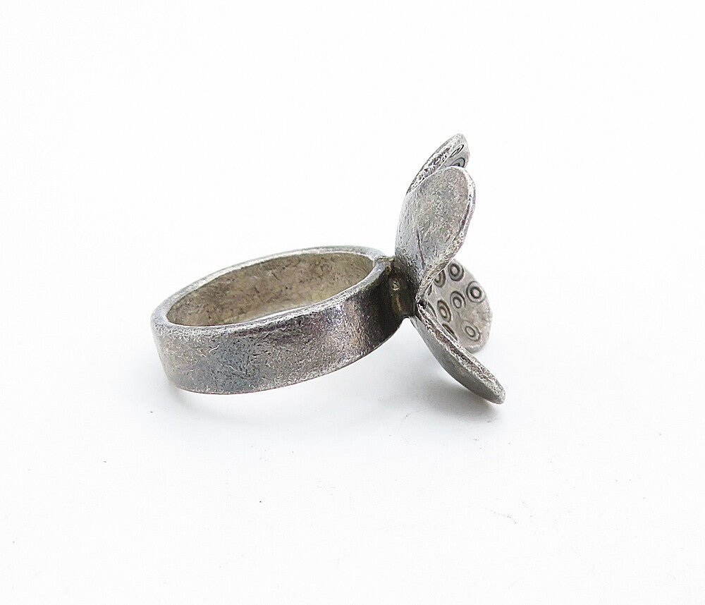 925 Sterling Silver  Vintage Antique Floral Design Band Ring Sz 5.5  RG7021