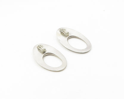 VON MUSULIN 925 Silver  Vintage Open Oval Non Pierce Drop Earrings  EG9283