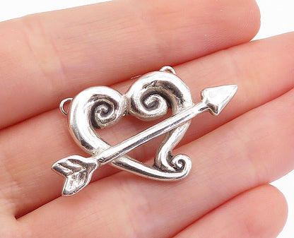 925 Sterling Silver Vintage DEBORAH ARMSTRONG Heart Bow & Arrow Pendant  PT3729