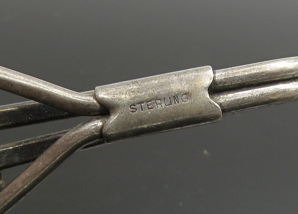 925 Sterling Silver  Vintage Mother Of Pearl Dark Tone Tie Clip  TR3182