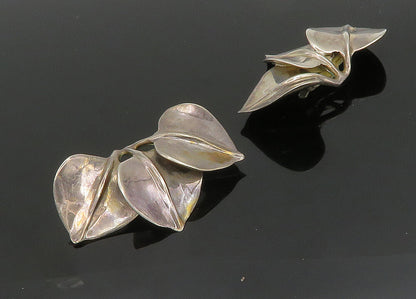 DESIGNER 925 Sterling Silver  Vintage Floral Leaf Non Pierce Earrings  EG9872