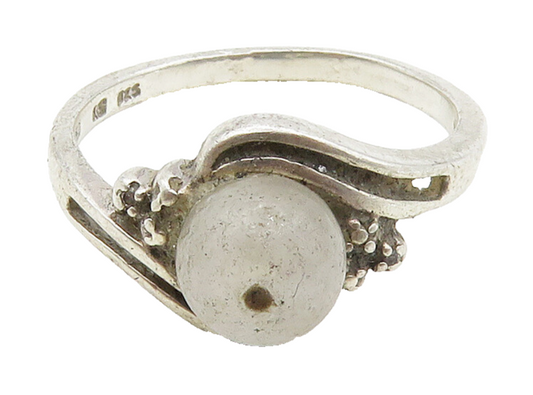 925 Sterling Silver  Vintage Quartz & Genuine Diamonds Band Ring Sz 6  RG15991