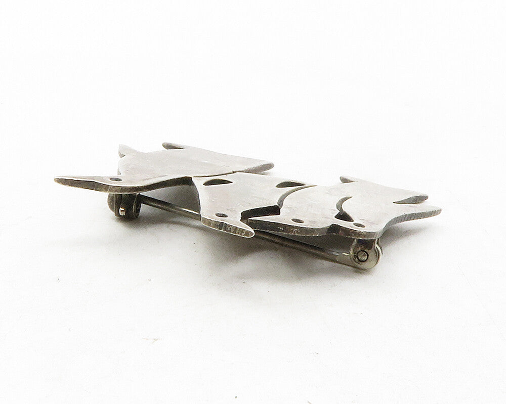 MEXICO 925 Sterling Silver  Vintage Dark Tone Penguins Brooch Pin  BP4499