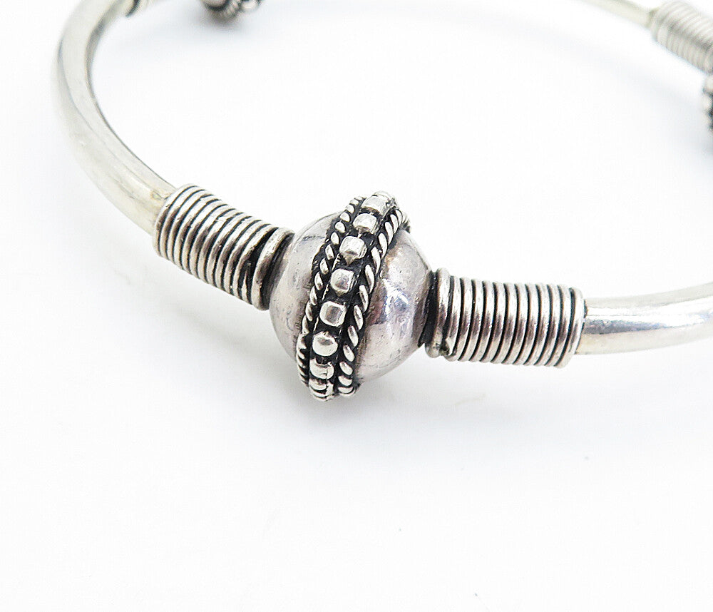 925 Sterling Silver  Vintage Twist Wrapped Design Bangle Bracelet  BT2494