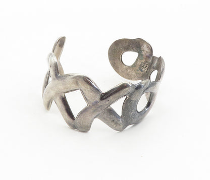 MEXICO 925 Silver  Vintage Dark Tone XO Hugs & Kisses Cuff Bracelet  BT3959