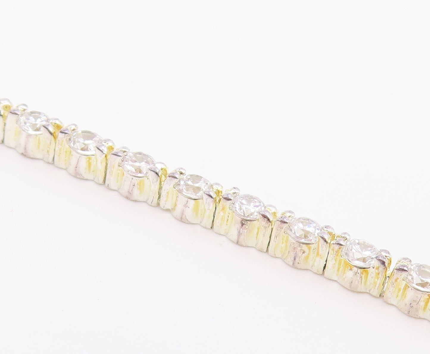 925 Sterling Silver  Shiny Round Cut Cubic Zirconia Tennis Bracelet  BT7369