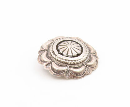925 Sterling Silver Vintage Earrings NAVAJO SUZIE JAMES Concho Clip On  EG14180