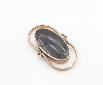 925 Sterling Silver Vintage Ring Oval Mother Of Pearl & Onyx Band  Sz 6  RG36264