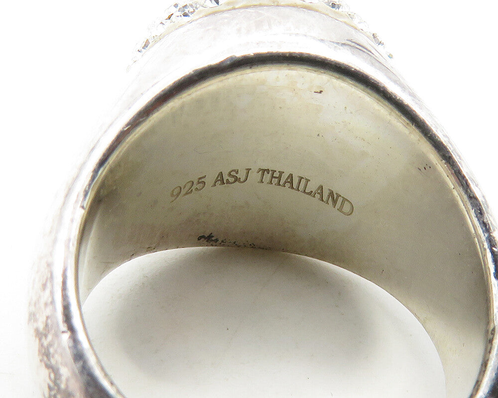 925 Sterling Silver  Vintage Sparkling Crystal Dome Band Ring Sz 8  RG19699
