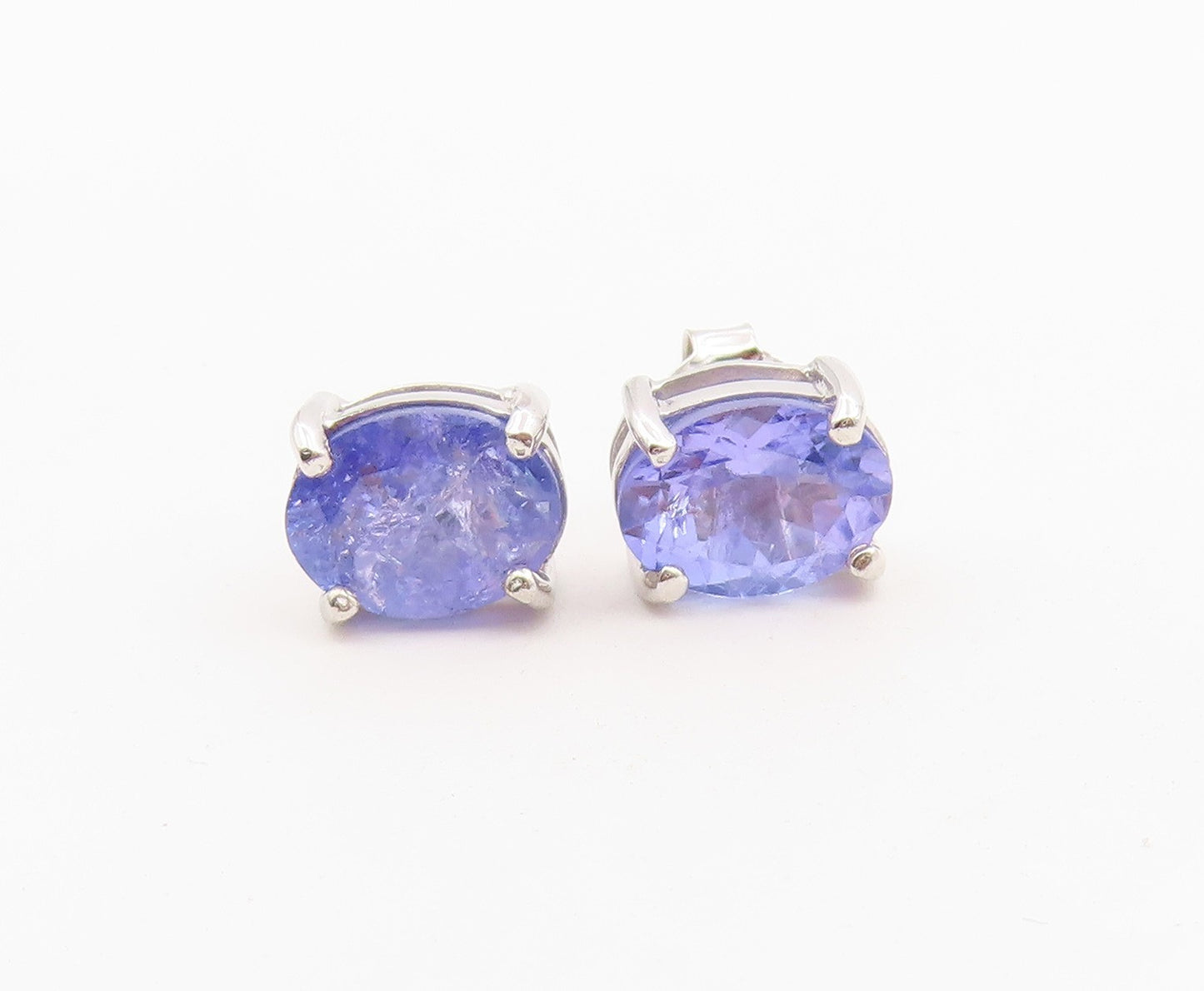 925 Sterling Silver Vintage Earrings Classic Oval Cut Tanzanite Studs  EG14487
