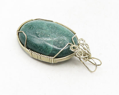 925 Sterling Silver  Vintage Aventurine Swirl Butterfly Detail Pendant  PT7718