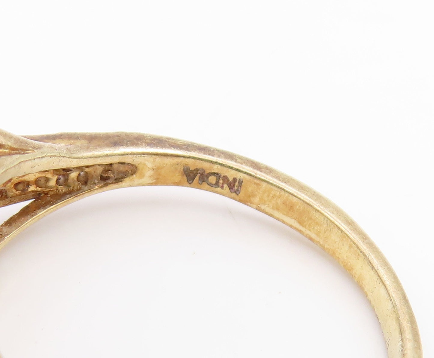 925 Sterling Silver Vintage Ring Gold Plated Elegant Topaz Band  Sz 9  RG34442