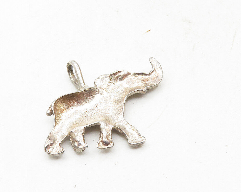 925 Sterling Silver  Vintage Petite Diamond Cut Elephant Drop Pendant  PT7548